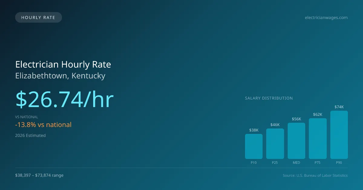 Electrician Hourly Rate in Elizabethtown, KY — 2026 est., based on 2025 BLS