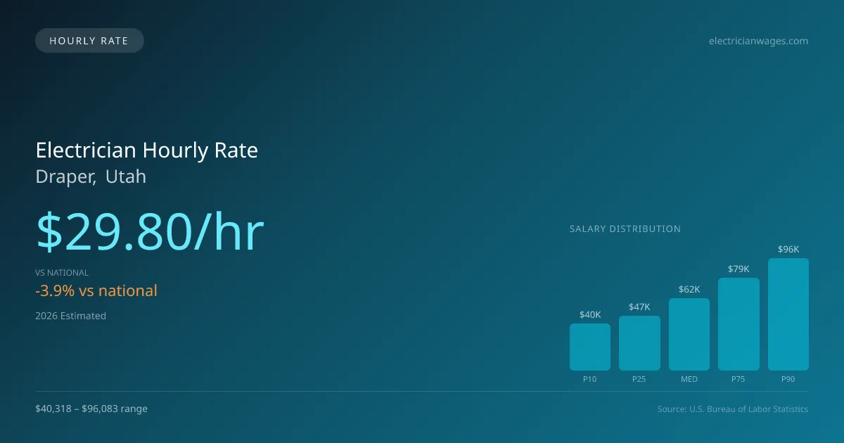 Electrician Hourly Rate in Draper, UT — 2026 est., based on 2025 BLS