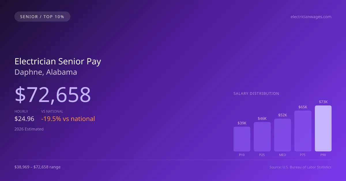 Electrician Senior Salary in Daphne, AL — 2026 est., based on 2025 BLS